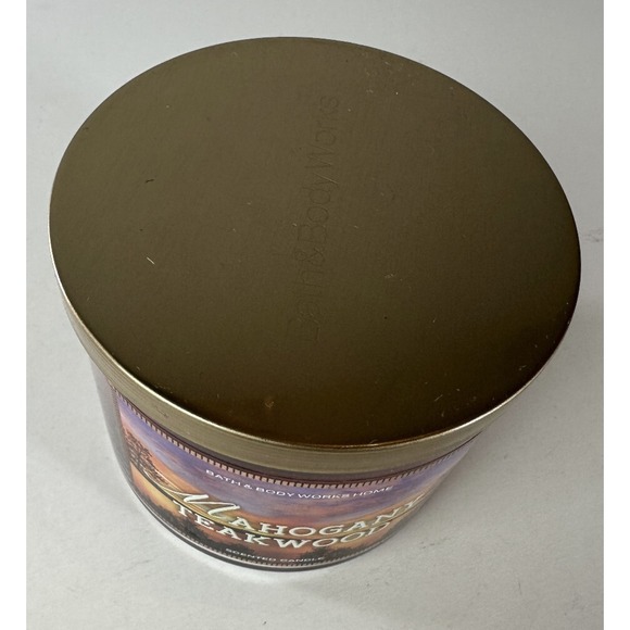 NEW! Bath & Body Works Mahogany Teakwood Scented 3 Wick Candle Large 14.5 OZ - Picture 4 of 9